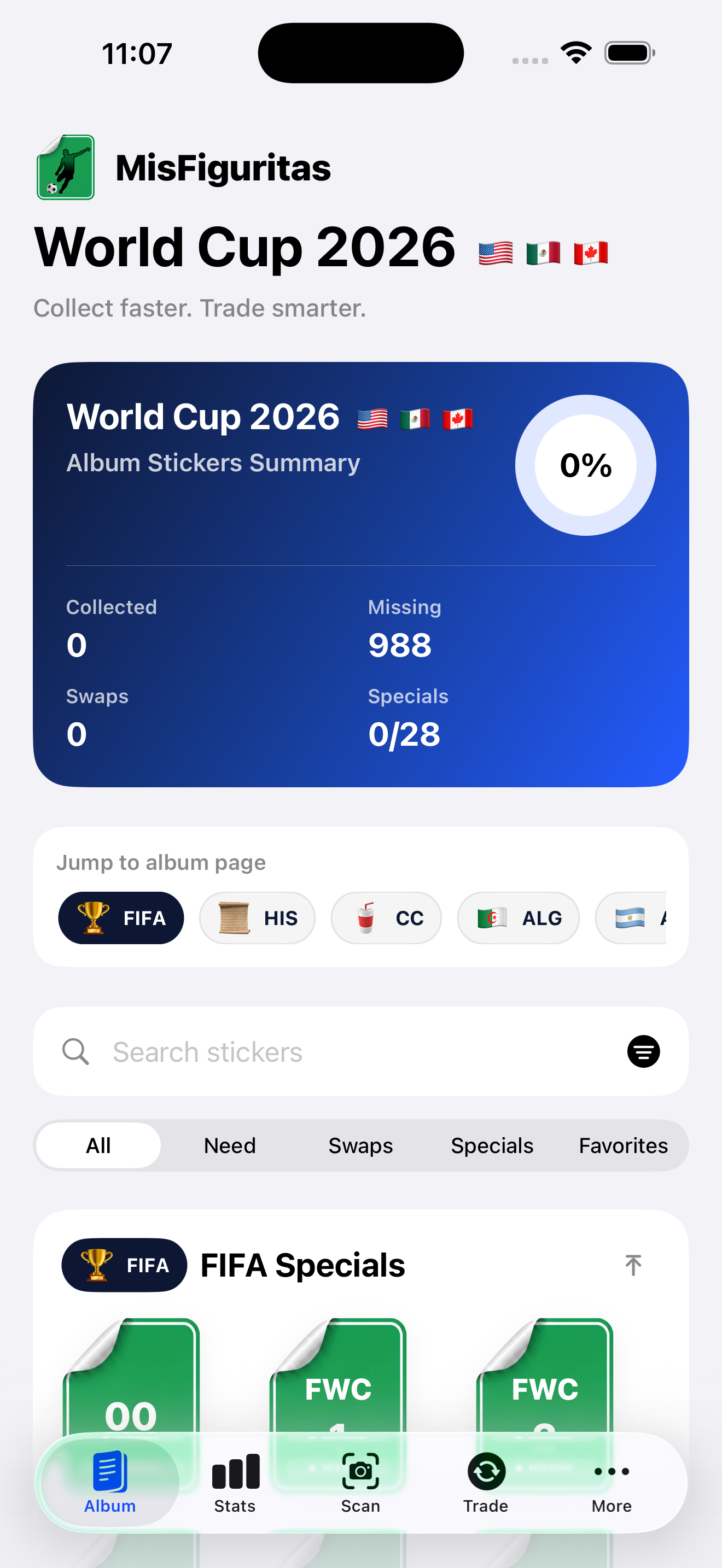 MisFiguritas App — light mode