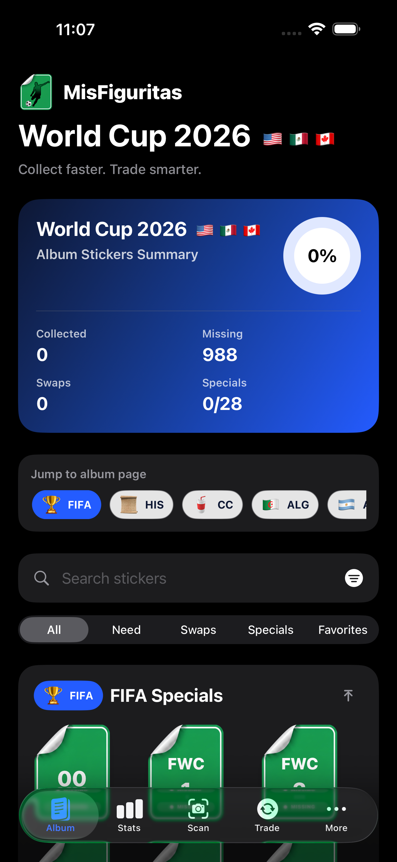 MisFiguritas dark mode